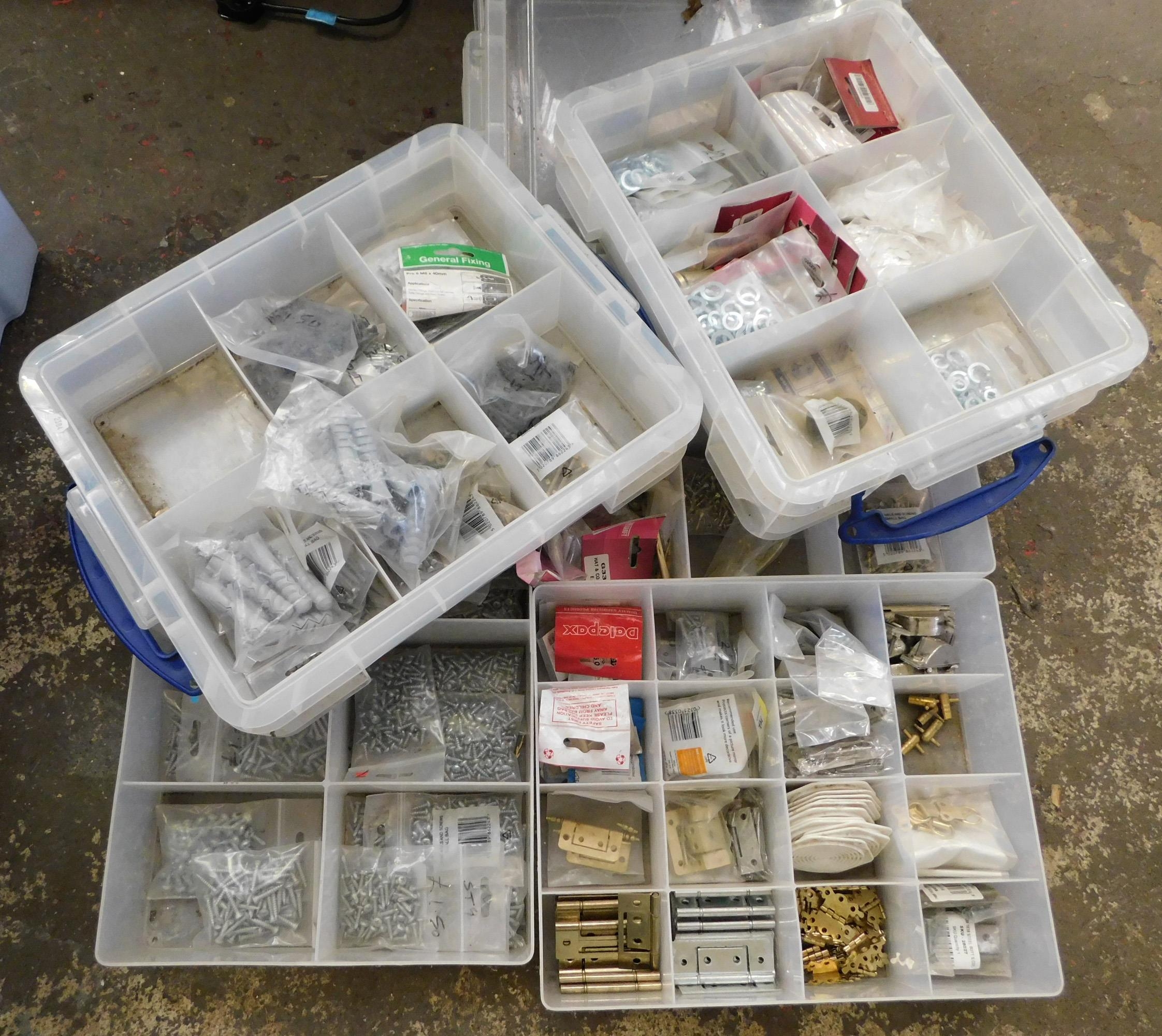 Collection of builders hardware, hinges, latches and screws etc.
