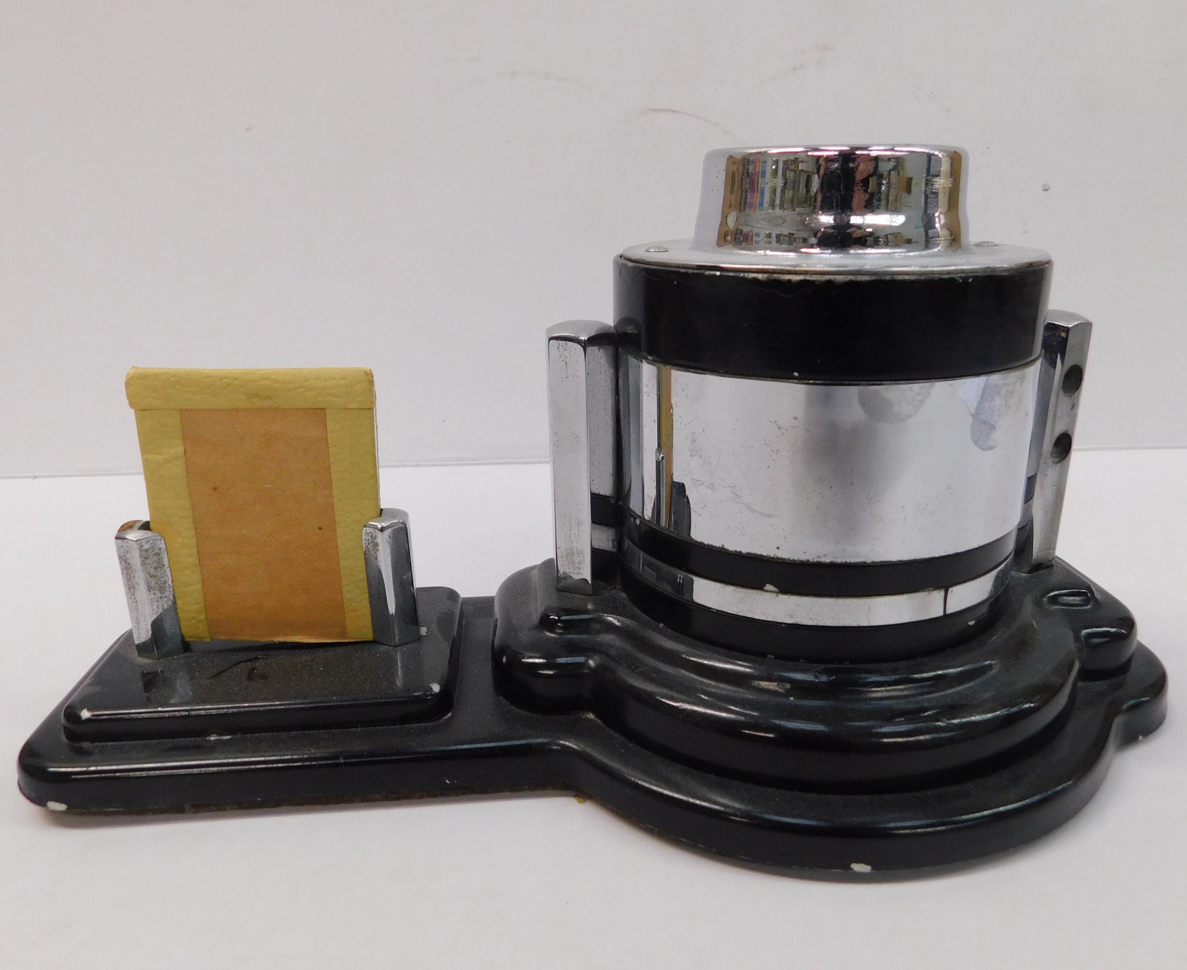 Art deco style unigraph chrome and bakelite desk barometer