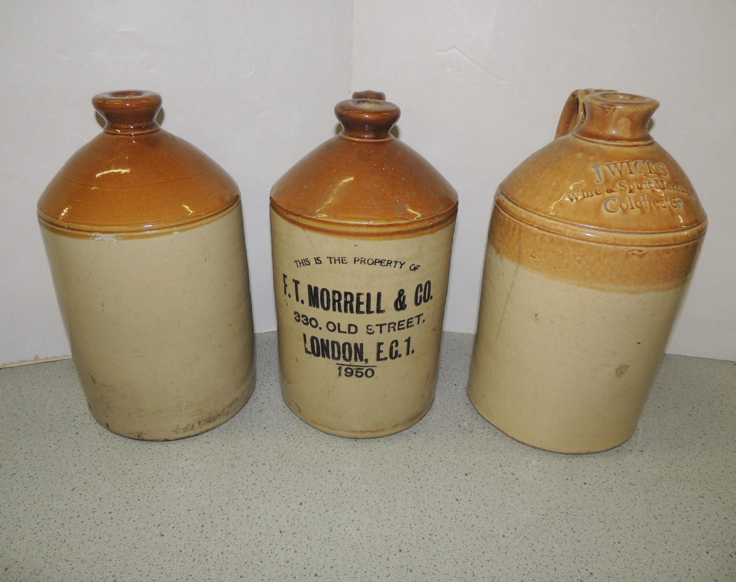 Three large vintage flagons
