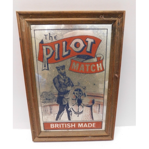 Vintage small The Pilot Match advertising mirror - approx. 9