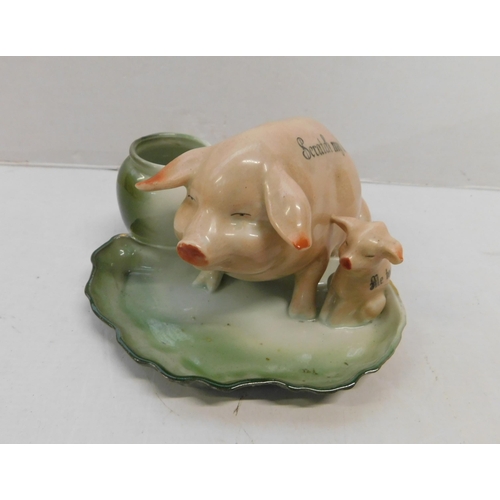 441 - Victorian German Fairing large pig and piglet match holder