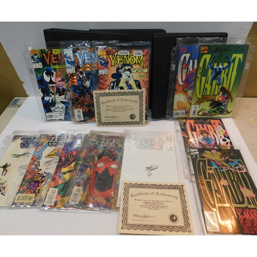 12x Limited edition Marvel/DC comics - signed with COA inc Venom and ...