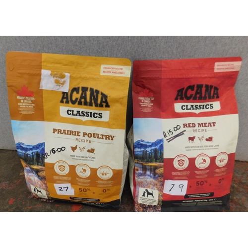 36 - Two new 2KG Acana Classics dog food; Praire Poultry and Red Meat recipe...