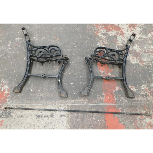 41A - Kid's two cast bench ends and bar...