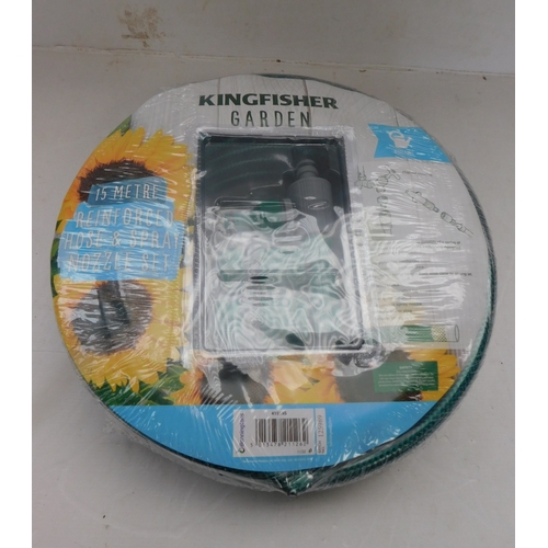 45 - Kingfisher 15m reinforced hose and spray nozzle set...
