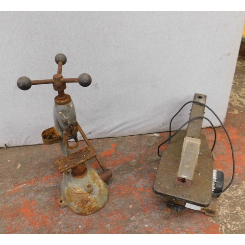 5 - Two vintage industrial tools - incl. fly press and scroll saw...