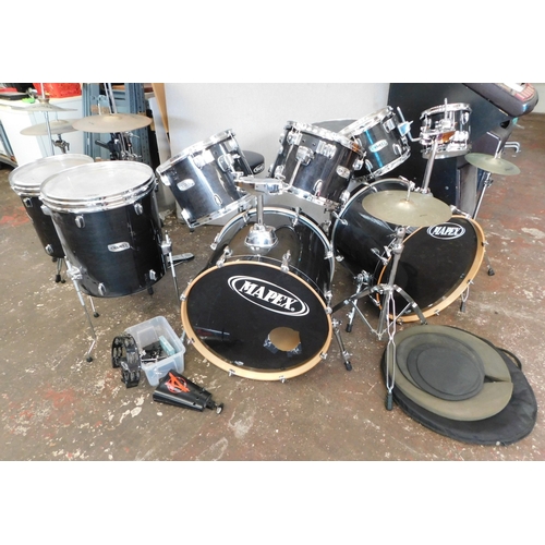 54 - Mapex double bass drum kit with Hi-Hat, ride splash 8