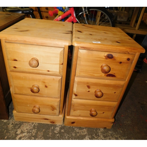 57 - 2x Three drawer solid pine units...