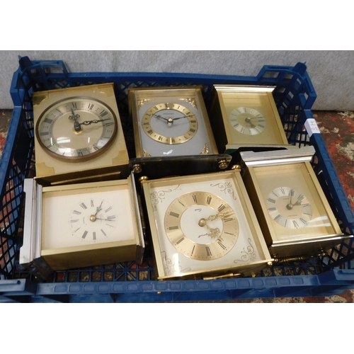 112 - Tray of brass clocks