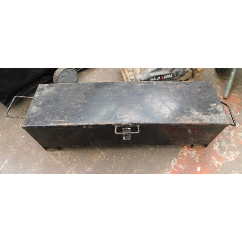 48 - Large metal toolbox with selection of tools