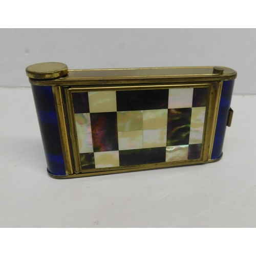 368 - Antique compact/vanity case with mother of pearl detail