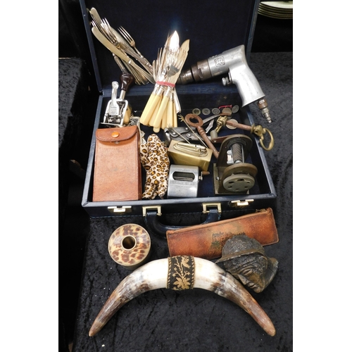Case of vintage collectables