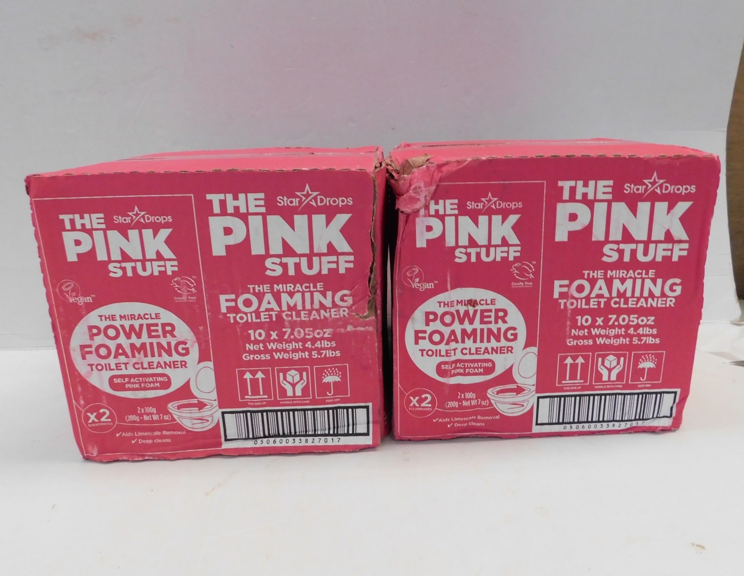 Two packs of The Pink Stuff foaming toilet cleaner