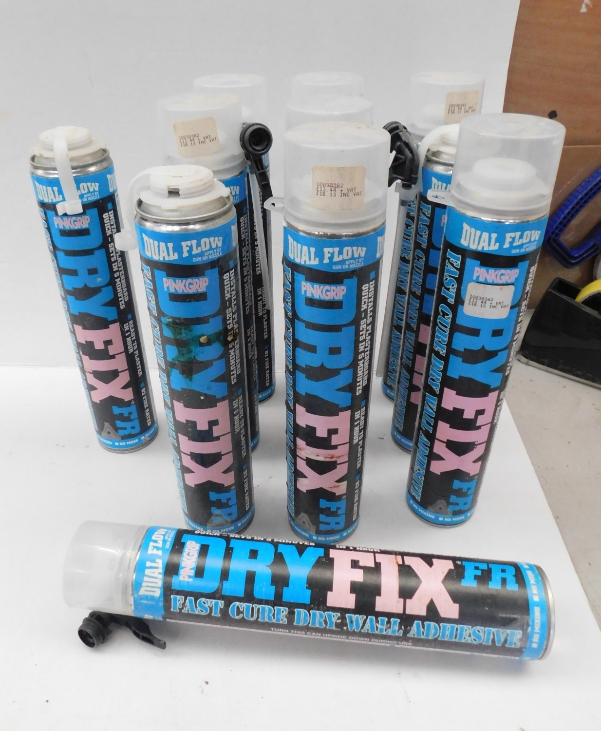 Box of 11x dual Flo pink grip dry fix - fast use dry wall adhesive ...