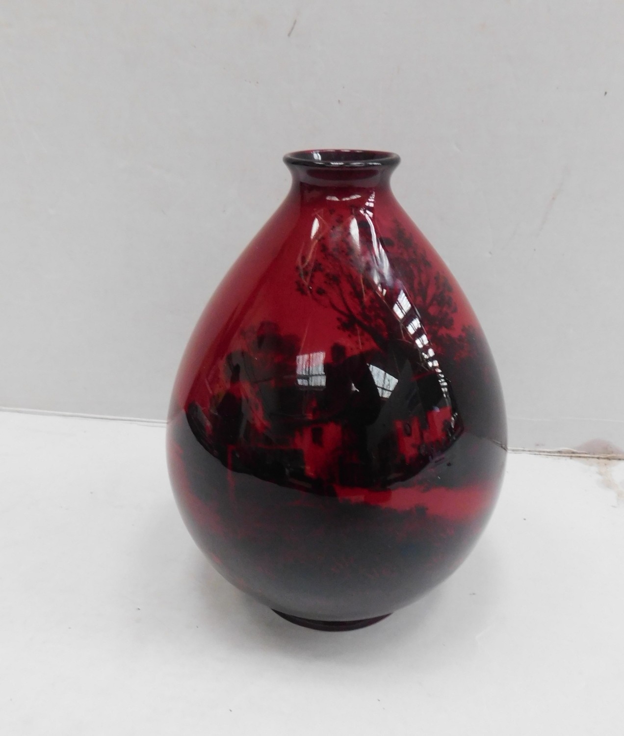 Royal Doulton flambé vase in the scenic woodcut/transfer - approx. 16cm ...