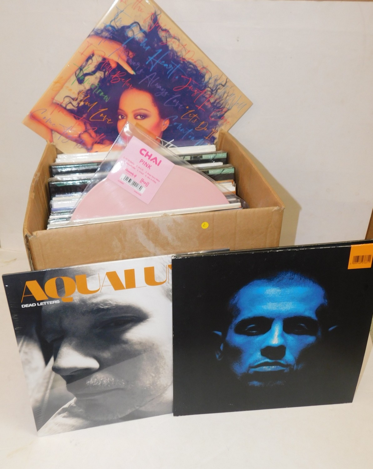 Box of new LP records