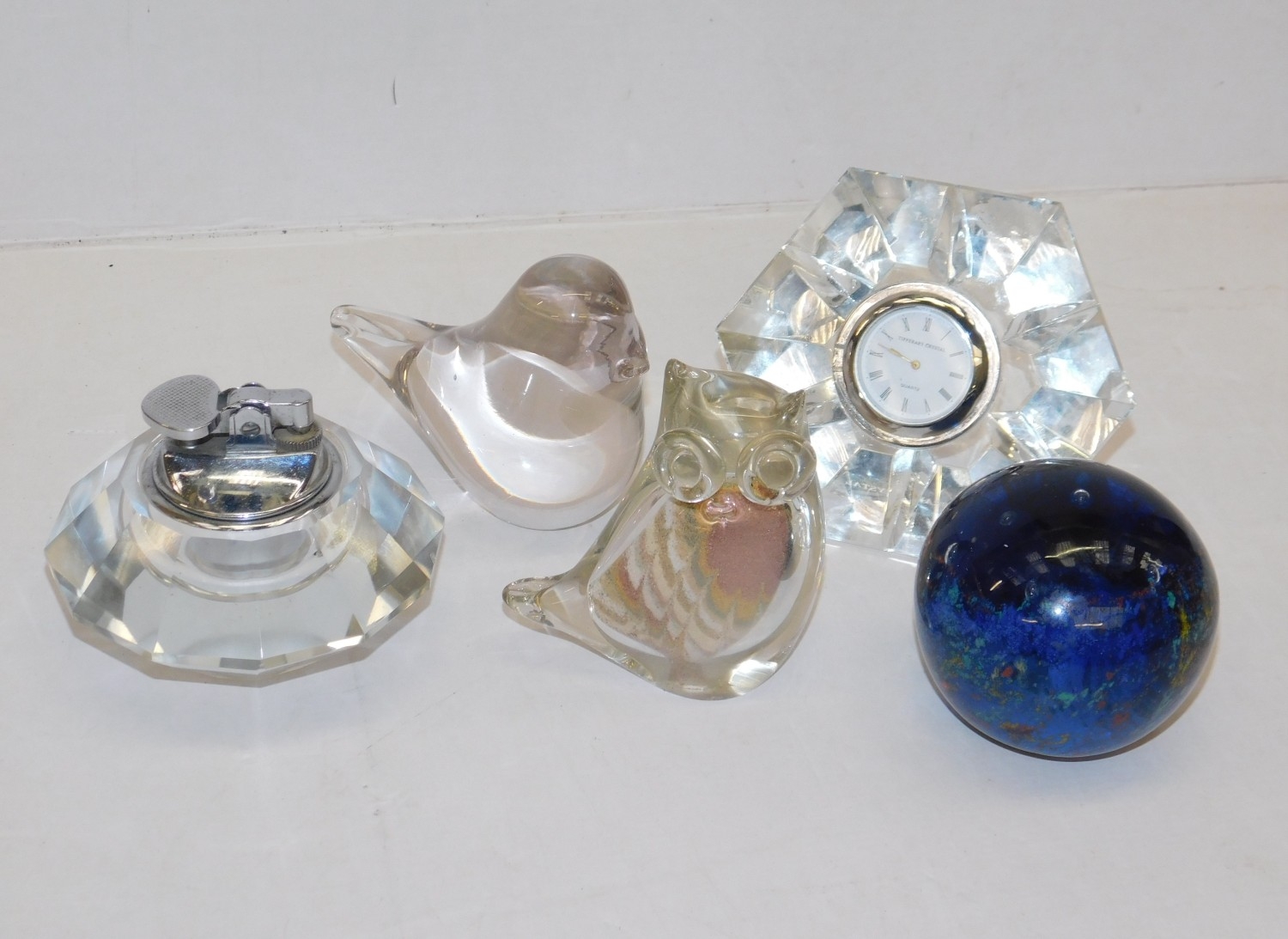 Glass paperweights and lighter