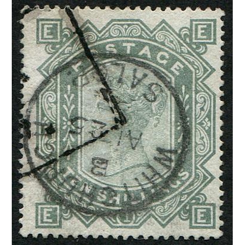 140 - 10/- SG 131 (wmk.anchor, 'BLUED PAPER') FU, sound & well centred 'Whitchurch.1883' CDS & box cancel.... 