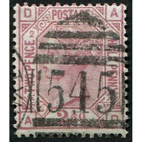 141 - 2½d SG 139, Pl.2 VFU, '545' (Newcastle-On-Tyne) numeral, fresh & rich colour. (c. £120)