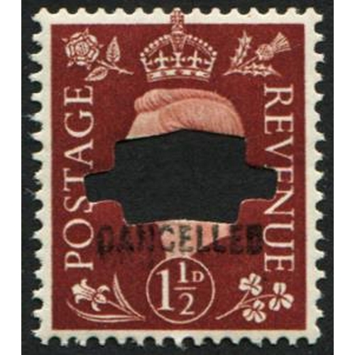 331 - 1937 1½d SG 464 OVPT. ‘CANCELLED’ TYPE 33p, U/M fine perfs (ex. booklet pane) (Spec.Q7s) (c. £50)