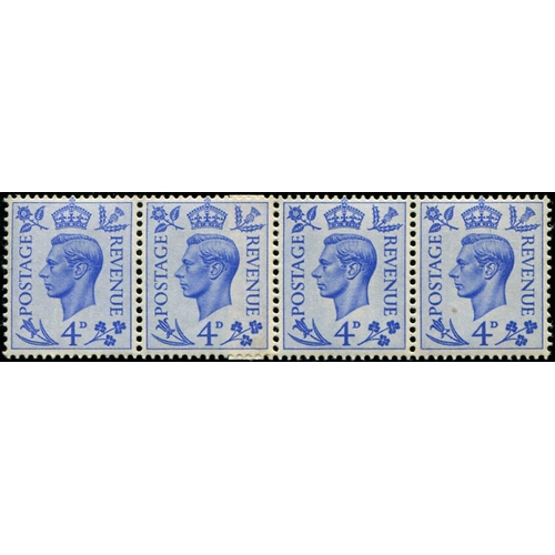 336 - 1951 4d SG 508 'COIL-JOIN' strip of four U/M. Unusual. (Spec.Q20.d)