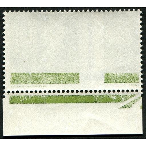 341 - 1965 P.O. Tower 1/6d SG 680 'OFFSET' OF BRONZE GREEN AT BASE (bottom marginal with offset of margina... 