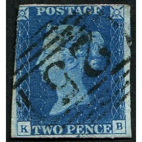 6 - 2d Pl.2 'KB' (SG 5i) '1844' TYPE NUMERAL '257' (Dorking), fine clear strike, 3½ margins. Fresh colou... 