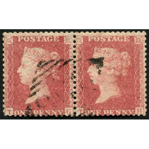 61 - 1d SG 40 (Pl.49  'TG-TH') PAIR, SINGLE 'IRISH' DIAMOND ('303' OF LIMERICK), contrary to reg's, scarc... 