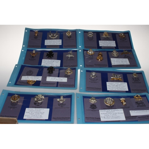 141 - Twenty six Army cap badges for Historic Great British Regiments complete with regimental battle card... 