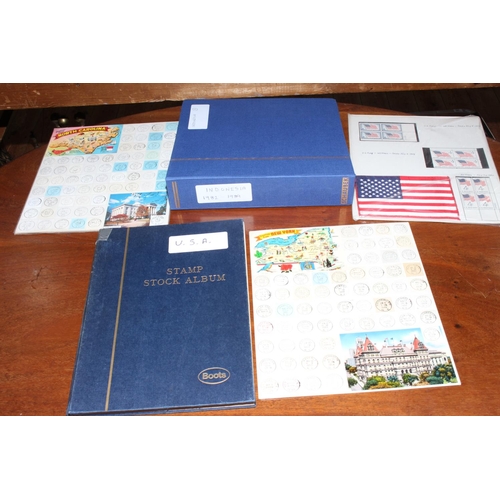 144 - Box of stamp albums containing USA, Indonesian and other stamps.