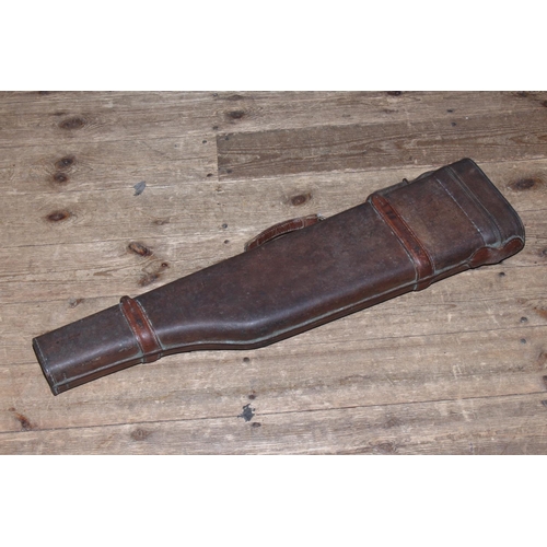 151 - 19th Century leather leg of mutton gun case, 75cm long.