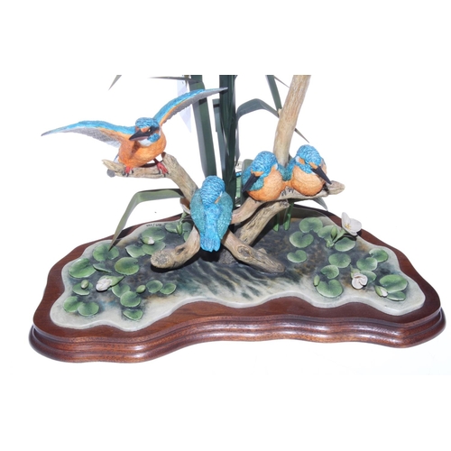 167 - Border Fine Arts Kingfisher Group limited edition 463/750 signed Ayres on wooden plinth, 46cm high.