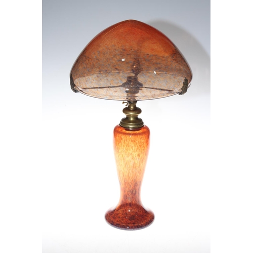 181 - French design 'mushroom' art glass table lamp, 47cm high.