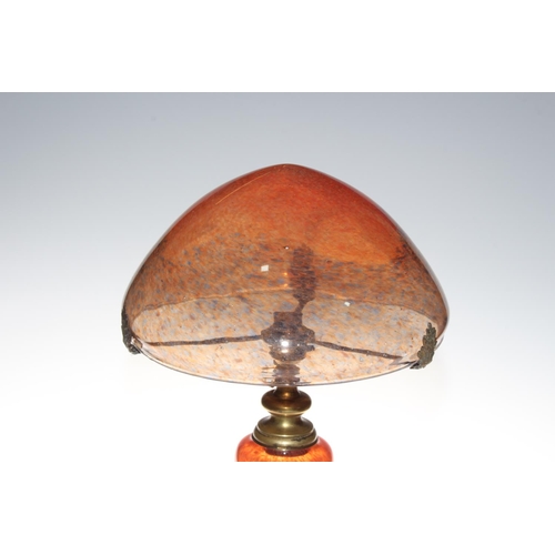 181 - French design 'mushroom' art glass table lamp, 47cm high.