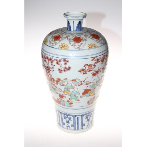 198 - Large Chinese baluster vase having continuous decoration of figures in outdoor settings, 44cm, six c... 