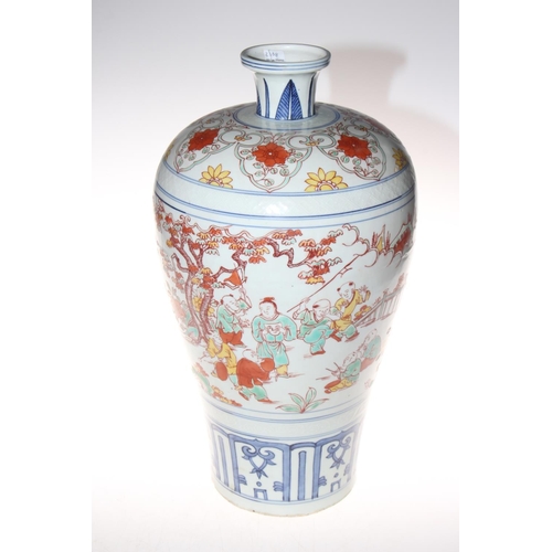 198 - Large Chinese baluster vase having continuous decoration of figures in outdoor settings, 44cm, six c... 