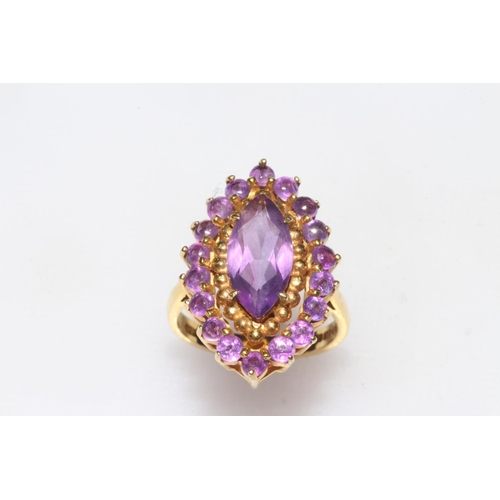 246 - 9 carat gold multi stone amethyst cluster ring, size O.