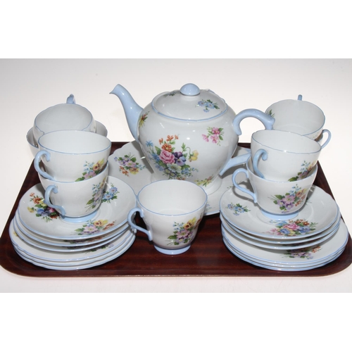 25 - Shelley twenty three piece Summer Bouquet tea set including teapot, pattern no. 2351, good condition... 