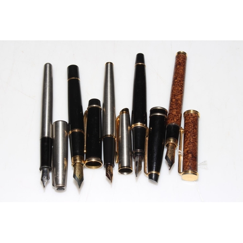 277 - Parker fountain pen, four other pens and a pencil and box of nibs (7).