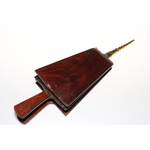 326 - French bellows made from wood, leather and brass, 50cm length.