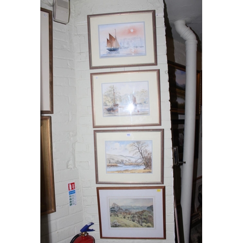 378 - Collection of fifteen various framed watercolours including landscape and marine.