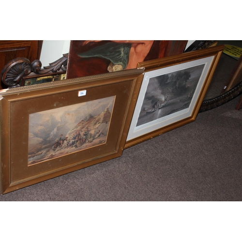 381 - Large collection of pictures and mirrors including hunting prints, ornate framed prints, etc.