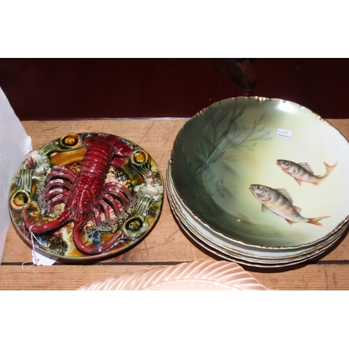 47 - Burleigh Ware twelve piece fish service, Pallisey style lobster dish and four Rosenthal fish plates.