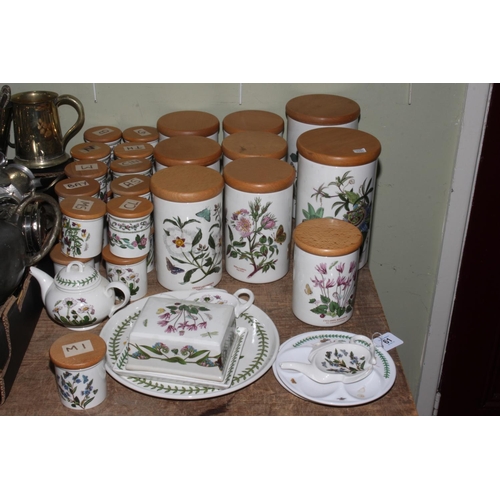 61 - Collection of thirty Portmeirion Botanic Garden storage jars, butter dish, small teapot, etc (37 pie... 