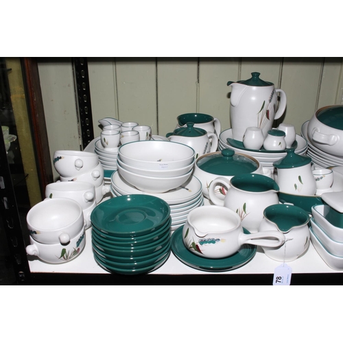 78 - Good Denby Greenwheat 80 piece service, comprising; 4 X 28cm covered tureens, 2 X round covered ture... 