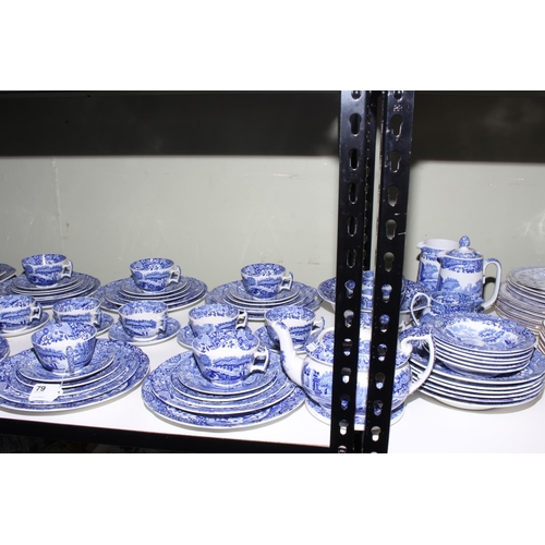 79 - Good and extensive 86 piece Copeland Spode's Blue Italian service, comprising; 6 X 10in. plates, 6 X... 