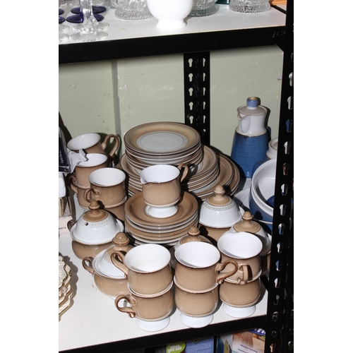 82 - Over seventy pieces of Denby Chatsworth tableware including oval and circular dinner plates, two tur... 