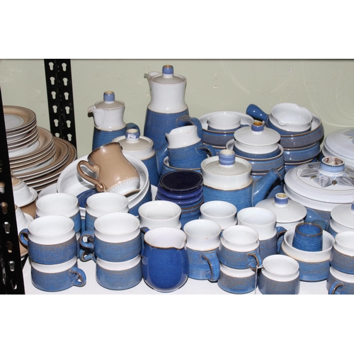 82 - Over seventy pieces of Denby Chatsworth tableware including oval and circular dinner plates, two tur... 