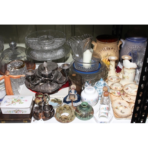 84 - Large collection of glass and china including Wedgwood Blue Jasperware, Oriental lidded vase, toilet... 