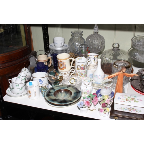 84 - Large collection of glass and china including Wedgwood Blue Jasperware, Oriental lidded vase, toilet... 